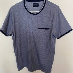 Men's Large Denim & Flower Ricky Singh Short Sleeve Shirt